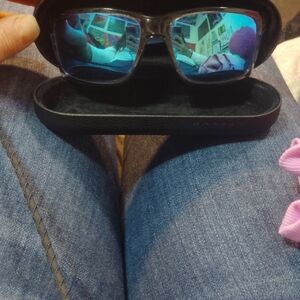 Oakley Gray Frame with Reflective Blue Lenses Glasses